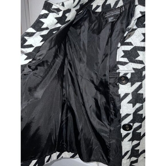 ZARA Collection Houndstooth Print 3/4 Sleeve Flare Cropped Button Jacket - Picture 8 of 9